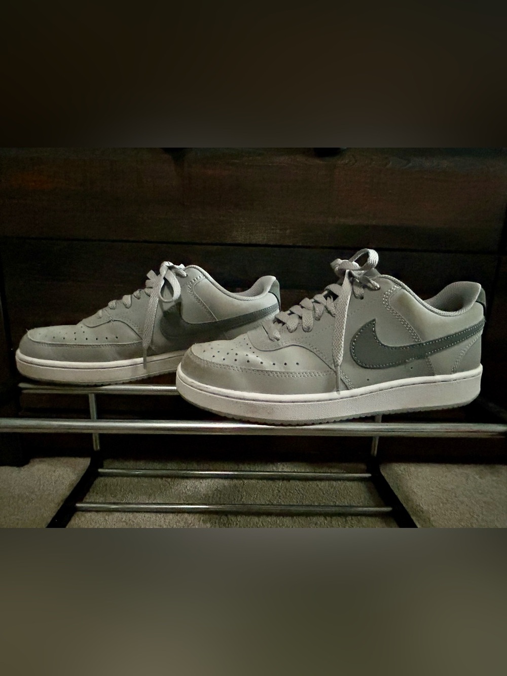 Nike Gray Low-Top Leather Sneakers